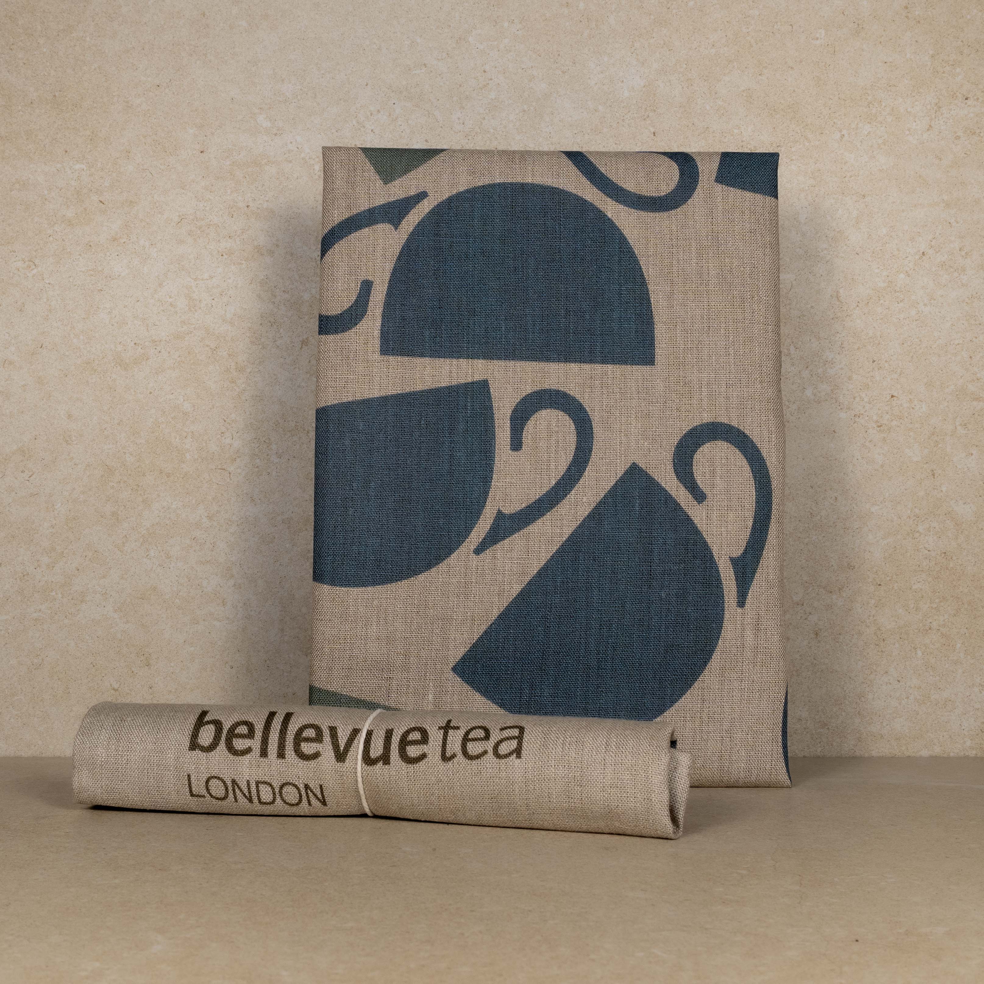 large natural linen tea towel with hanging loop