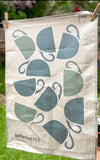 large natural linen tea towel with hanging loop