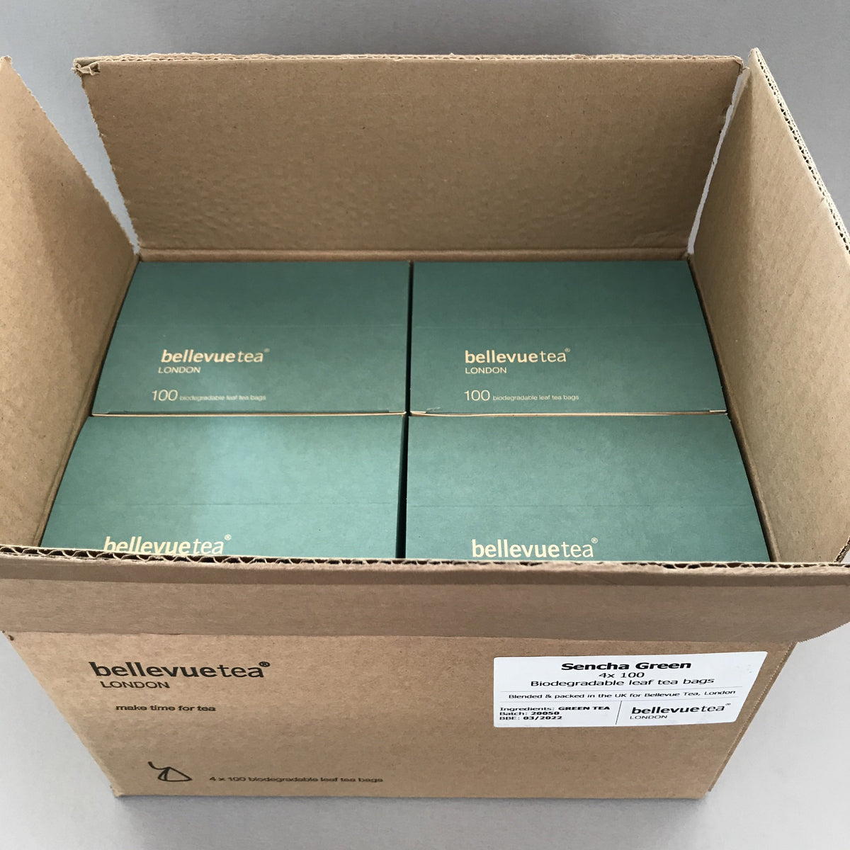 sencha green - 100 biodegradable leaf tea bags