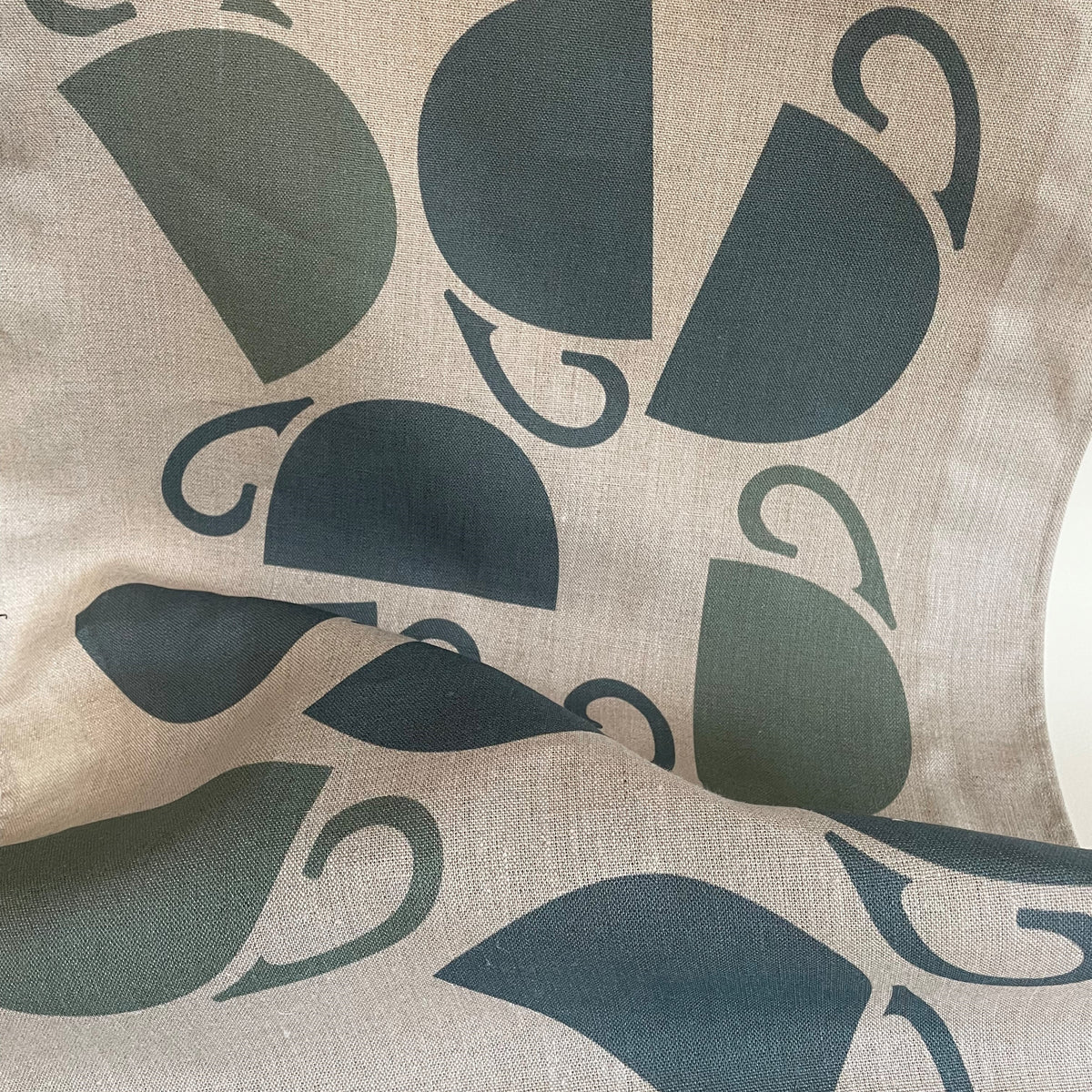 large natural linen tea towel with hanging loop