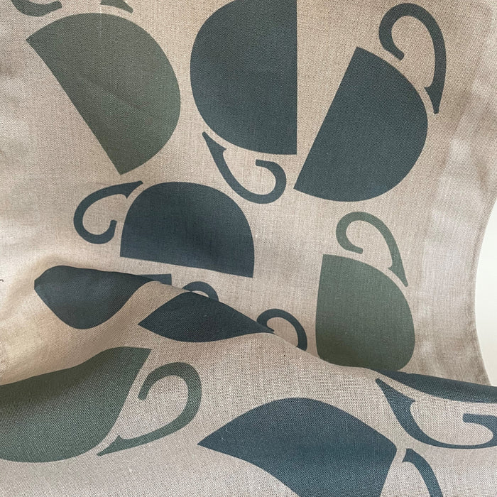 large natural linen tea towel with hanging loop